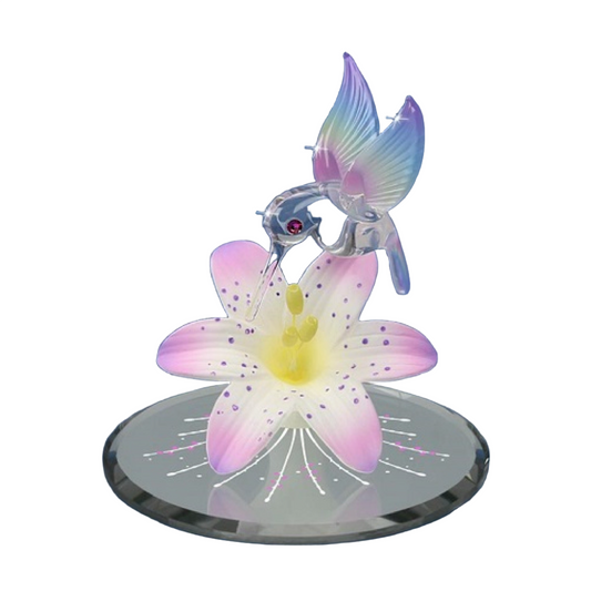 Glass Baron Hummingbird Mirrored Lavender Lily