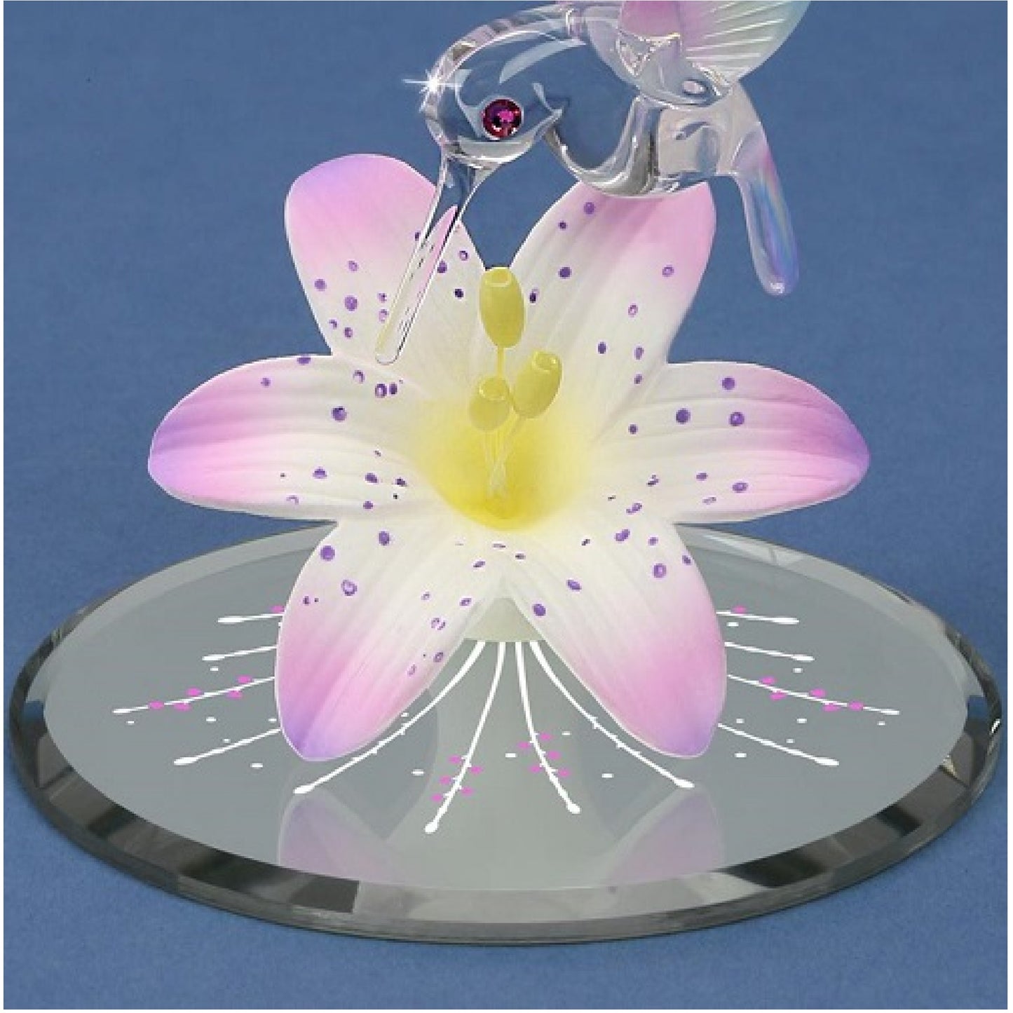 Glass Baron Hummingbird Mirrored Lavender Lily