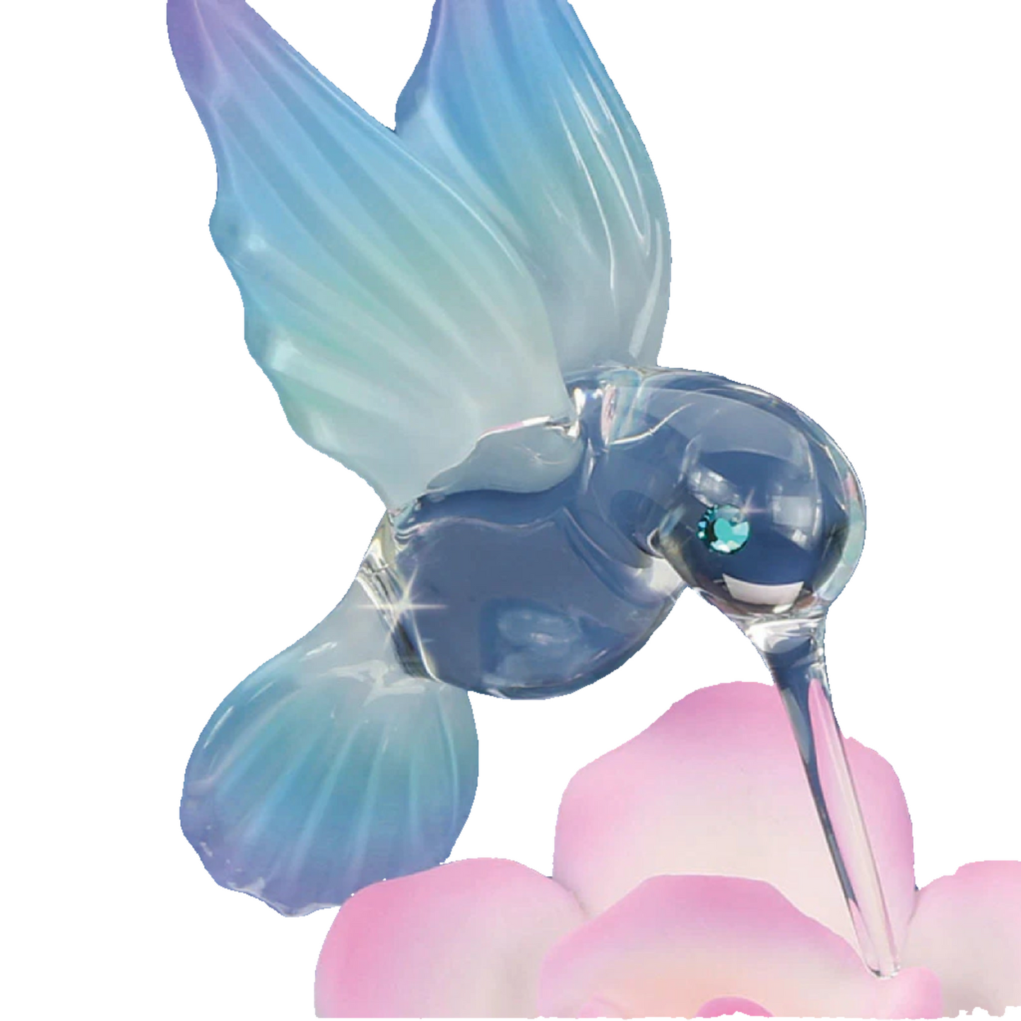 Glass Baron Hummingbird With Pink Rose