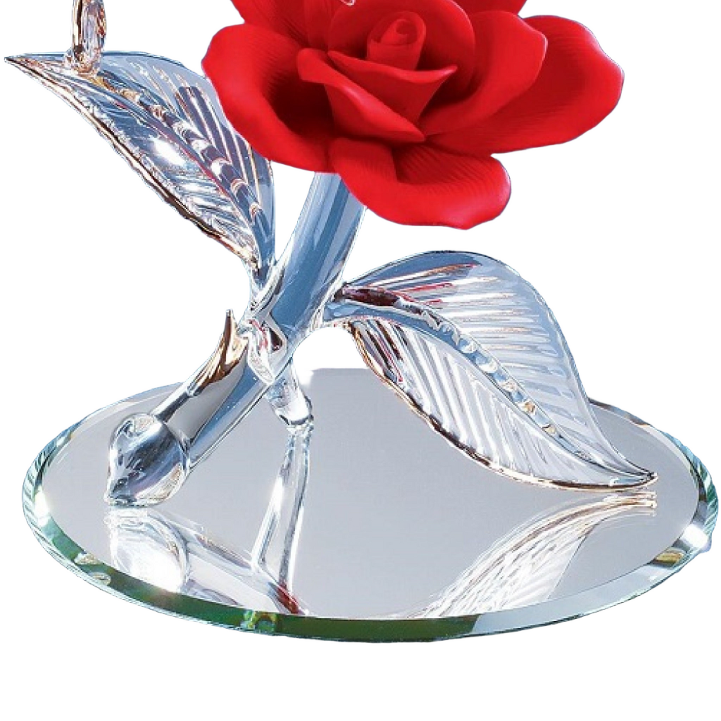 Glass Baron Hummingbird With Red Rose