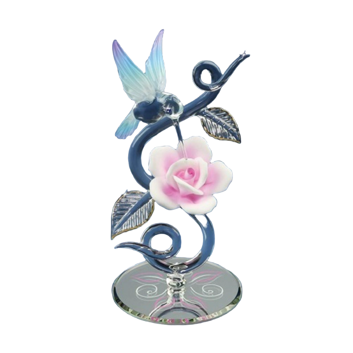 Glass Baron Hummingbird With Rose Vine