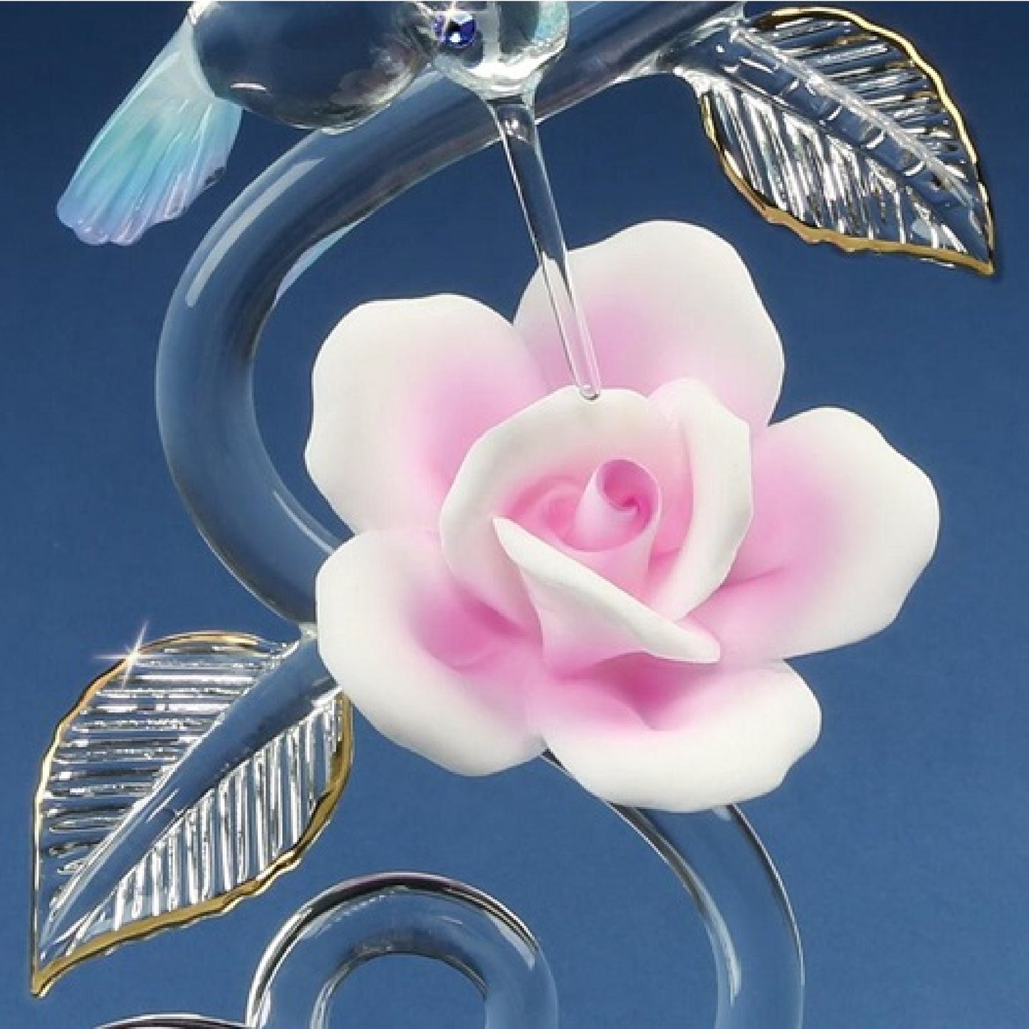 Glass Baron Hummingbird With Rose Vine