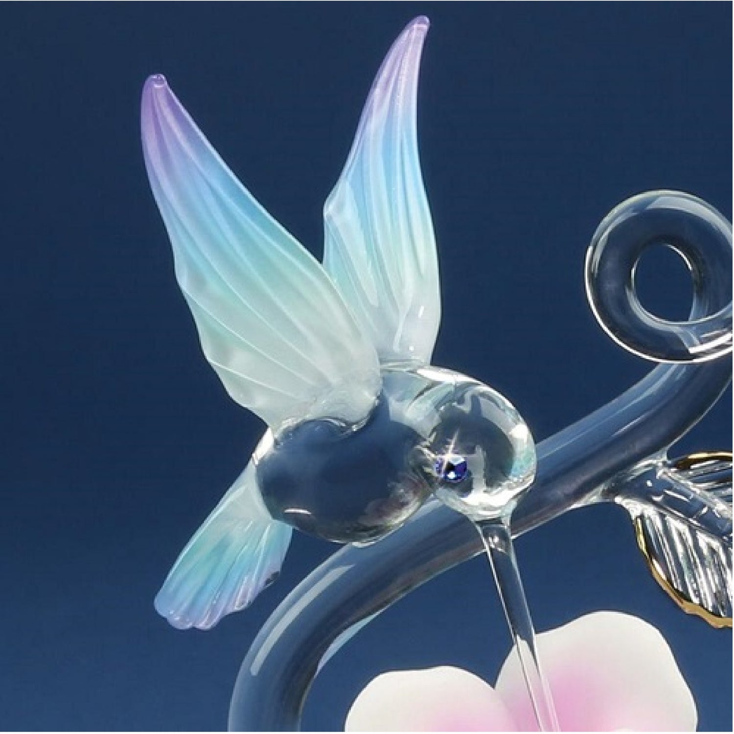 Glass Baron Hummingbird With Rose Vine