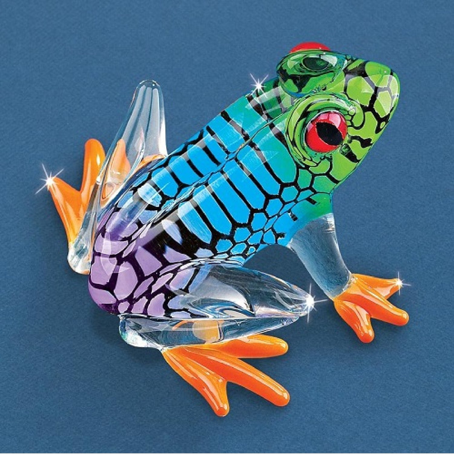 Glass Baron Island Hopper Frog Rainbow Figurine