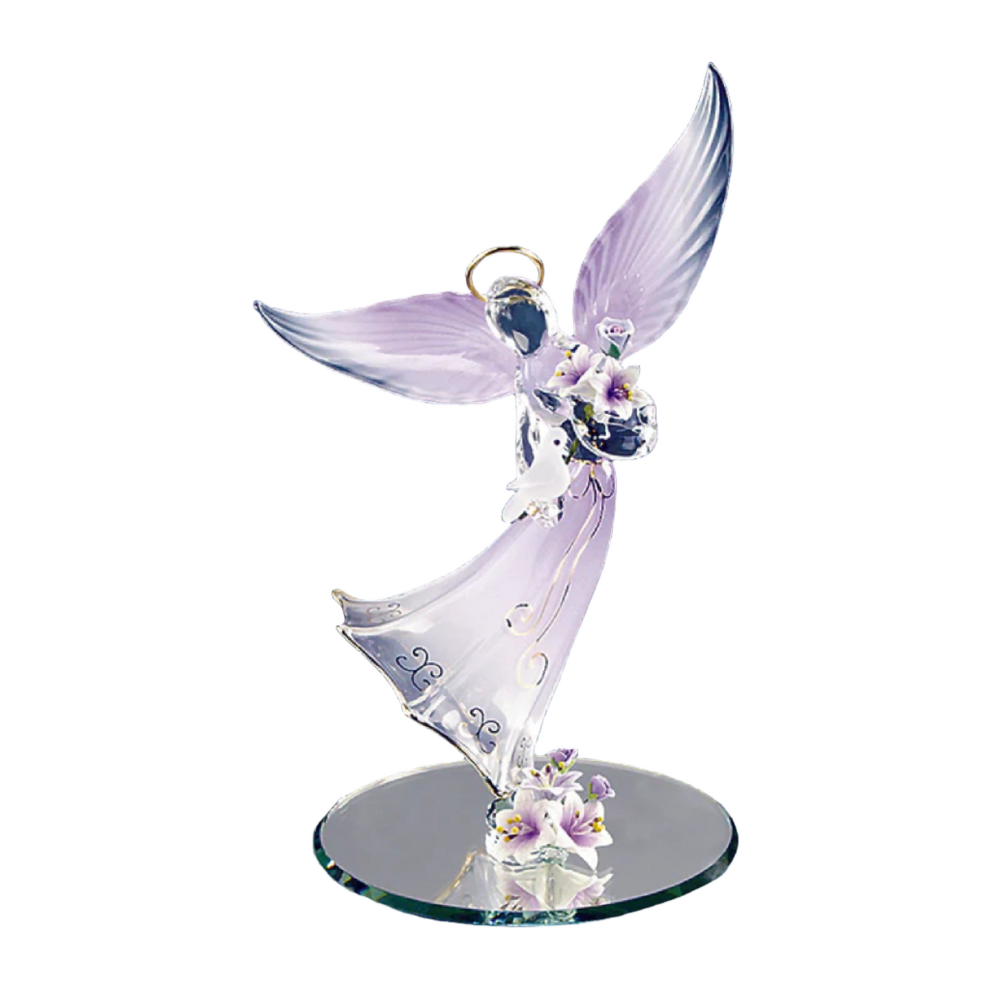 Glass Baron Lavender Angel with Dove Figurine