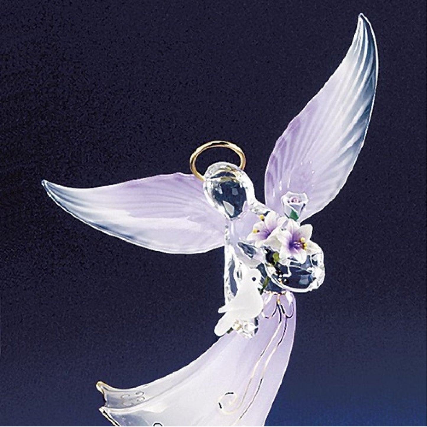 Glass Baron Lavender Angel with Dove Figurine