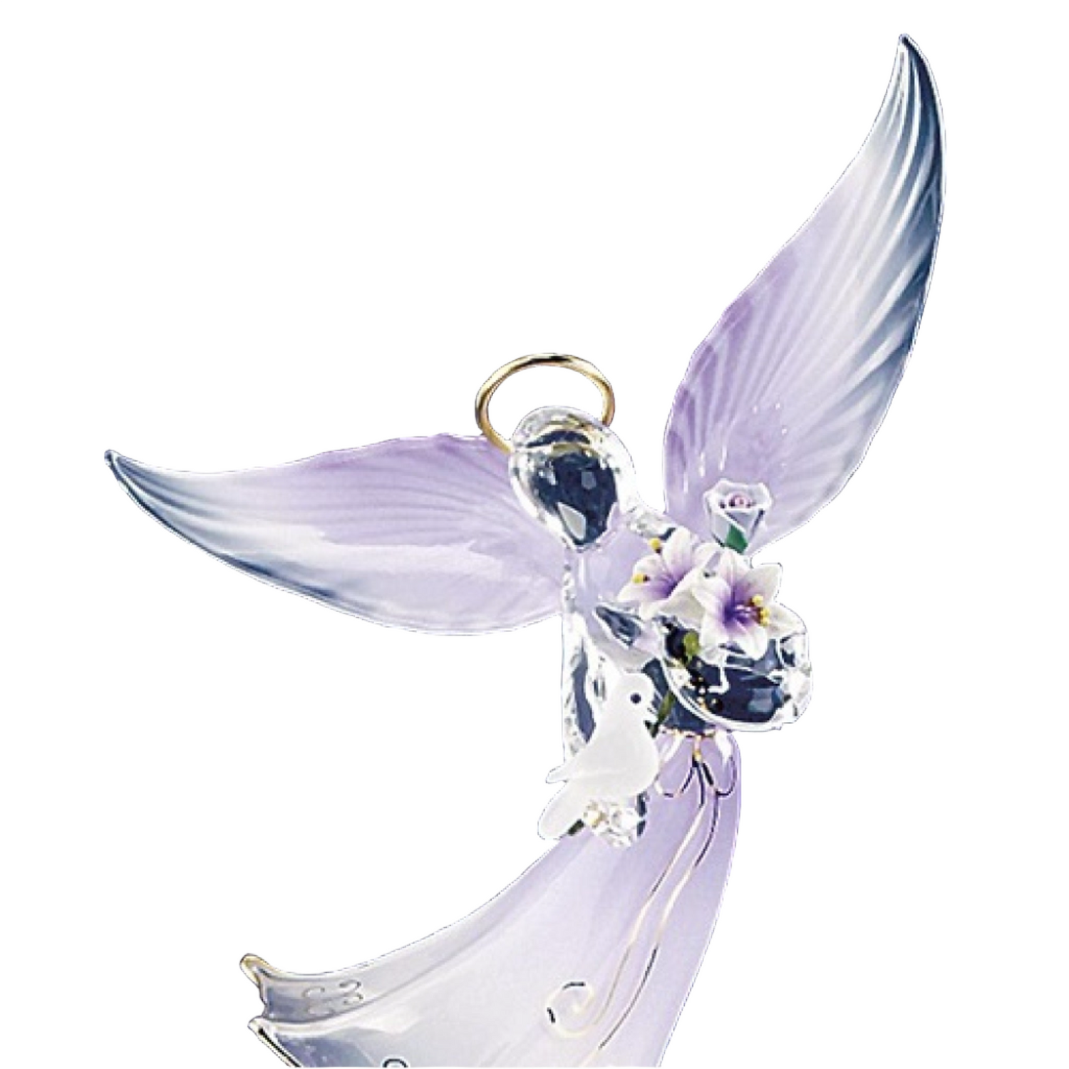 Glass Baron Lavender Angel with Dove Figurine