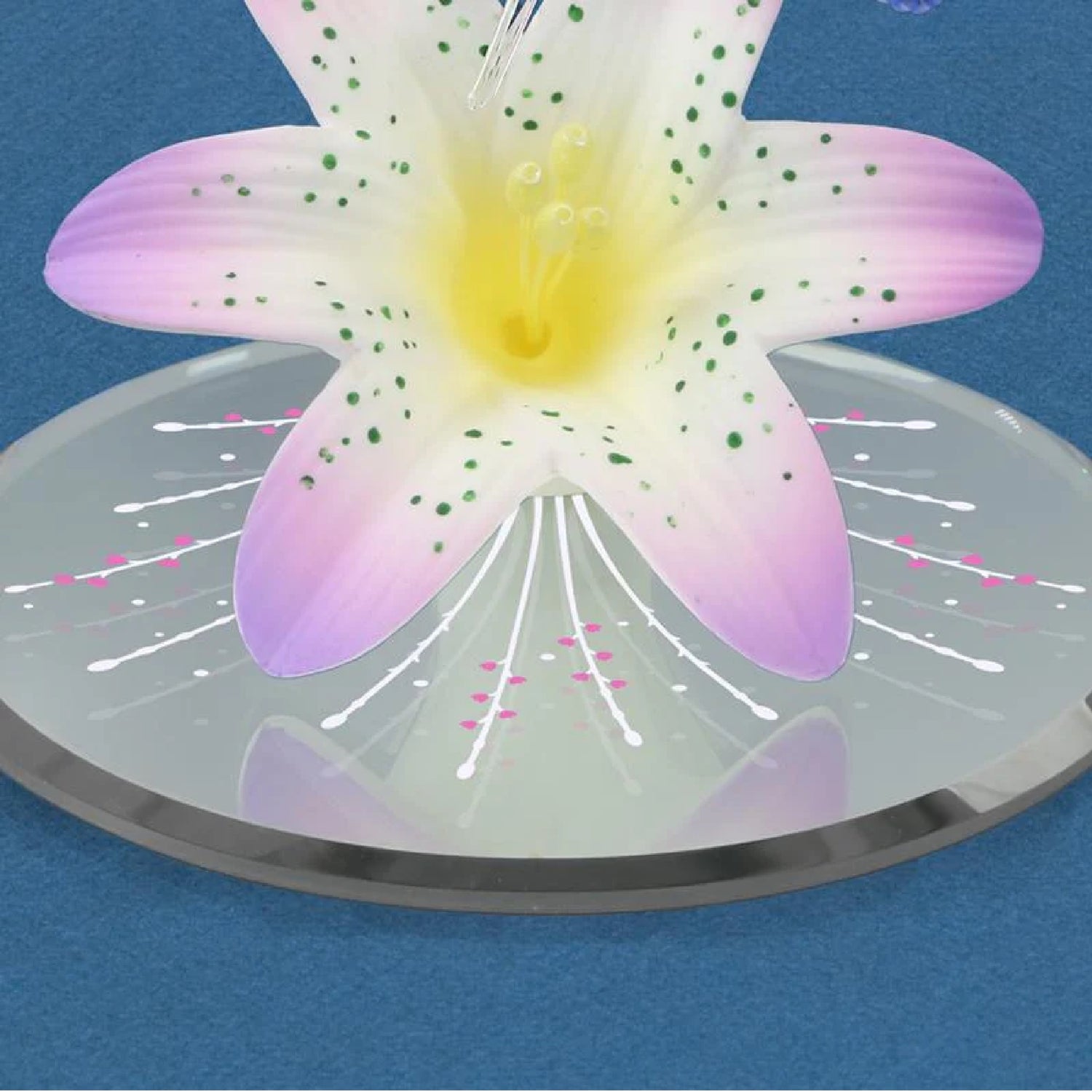 Glass Baron Lavender Lily with a Hummingbird Figurine