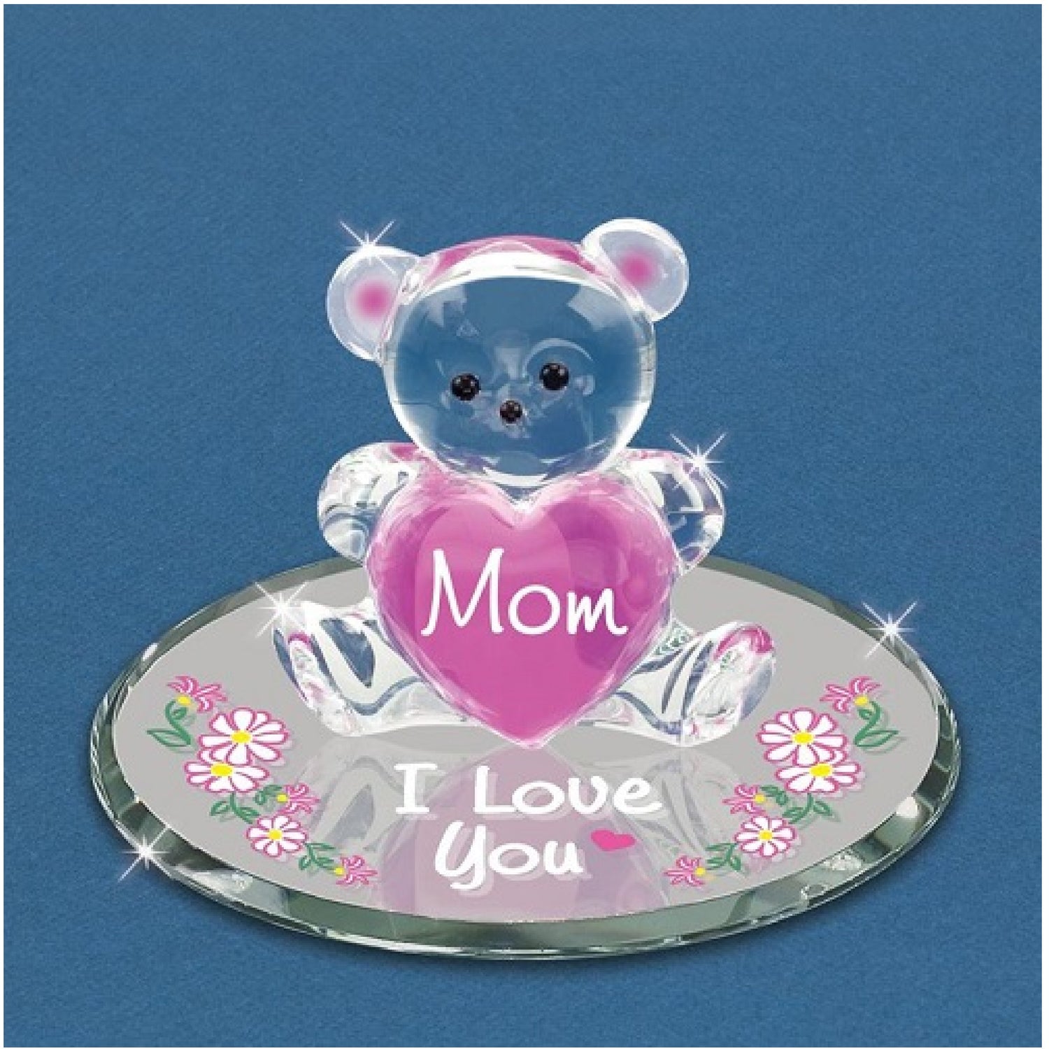 Glass Baron "Mom, Love You" Bear Figurine