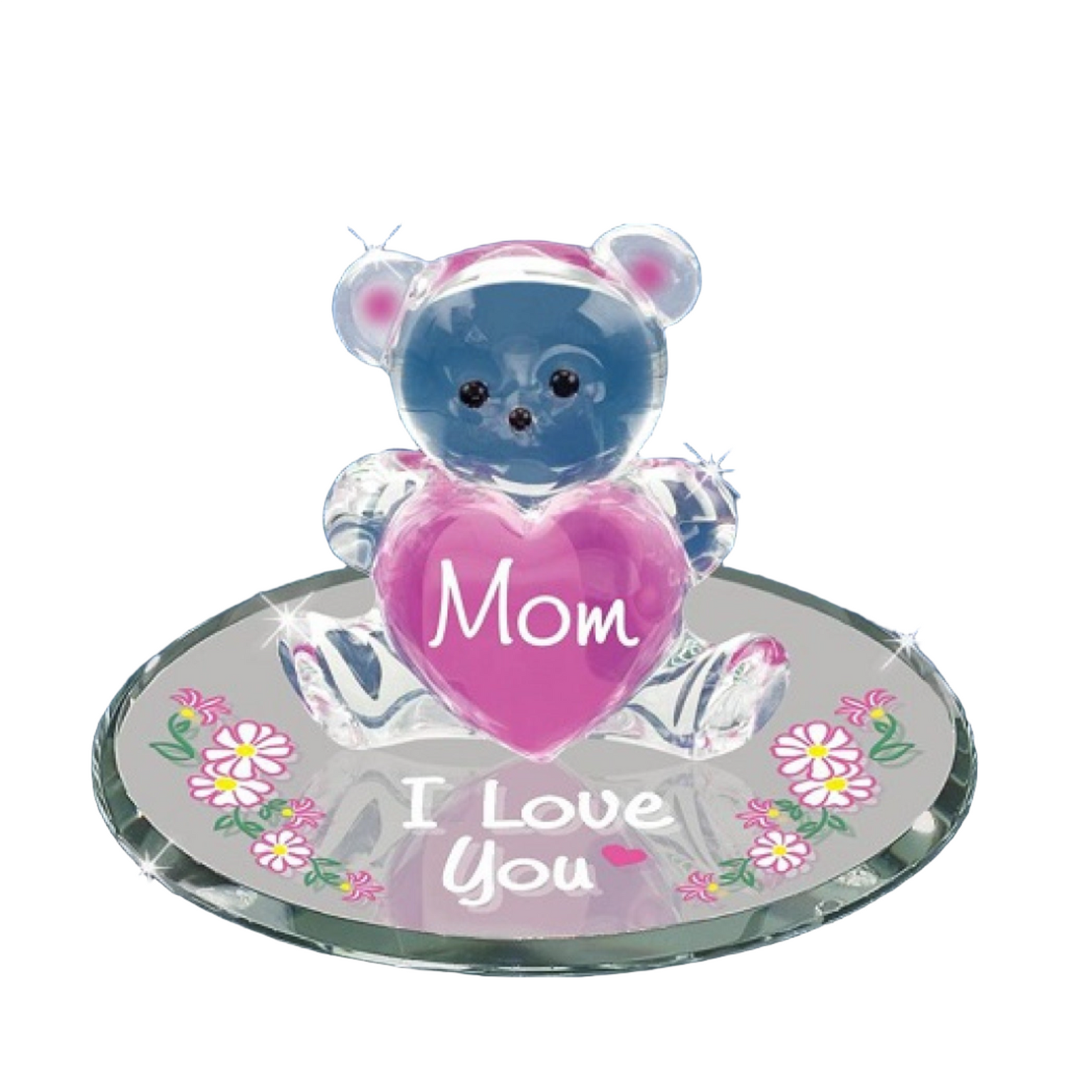 Glass Baron "Mom, Love You" Bear Figurine