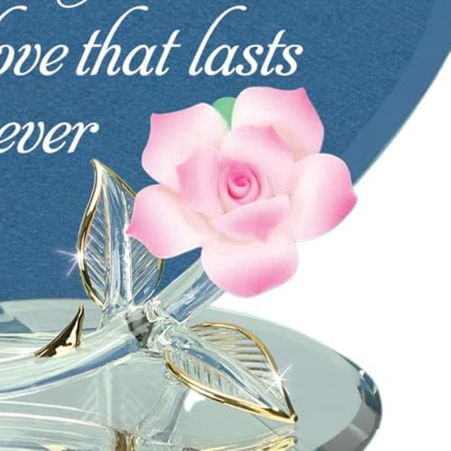 Glass Baron Mom You Fill My Heart Rose Figurine, Handcrafted Pink Rose