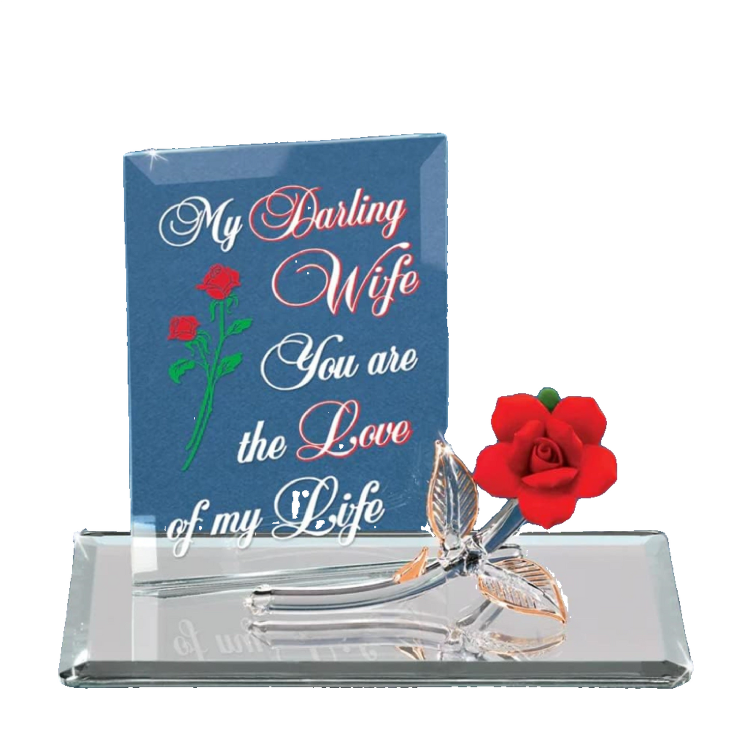 Glass Baron My Darling Wife Rose and Plaque