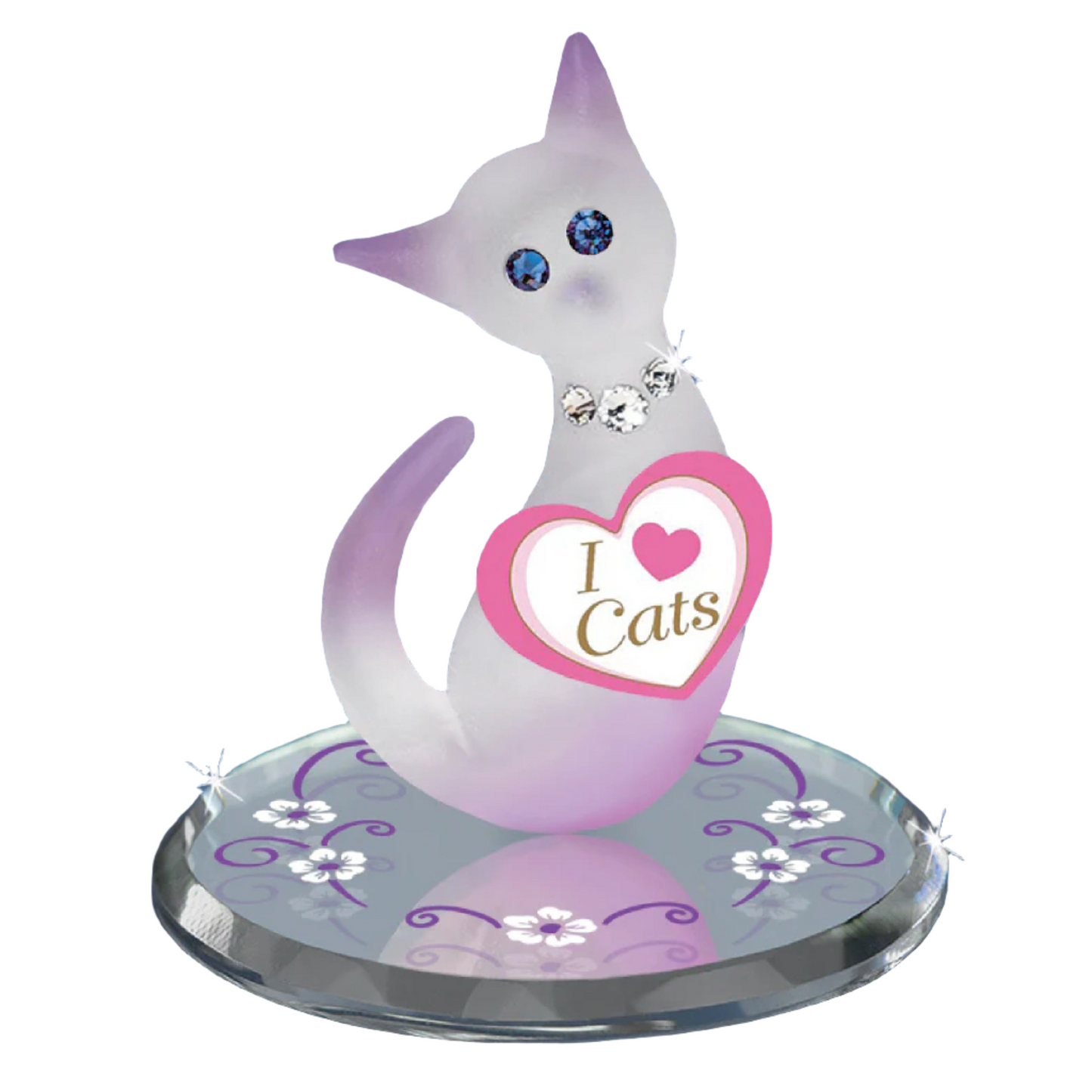 Glass Baron Pink Cat "I Love Cats"