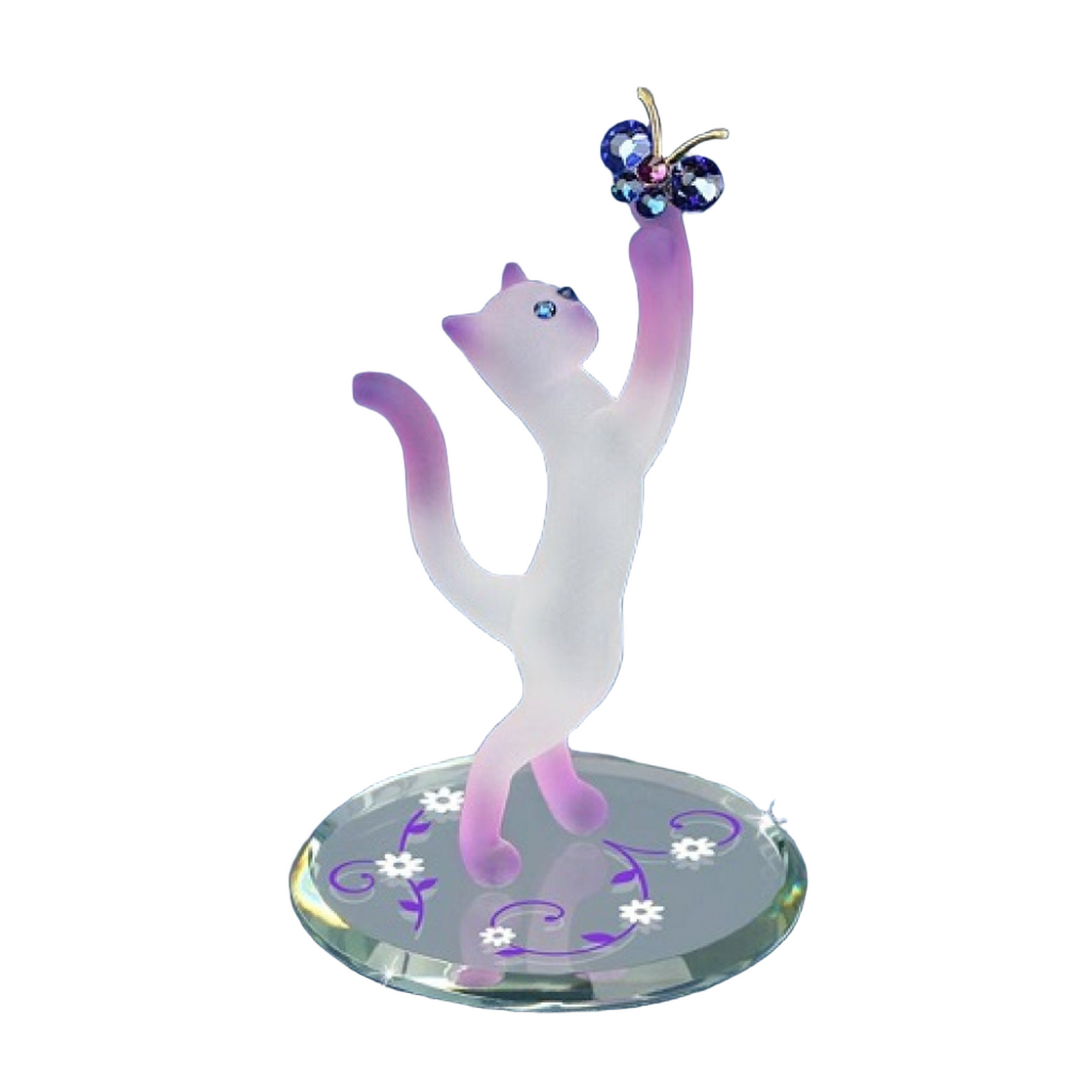 Glass Baron Princess Cat with Butterfly Figurine