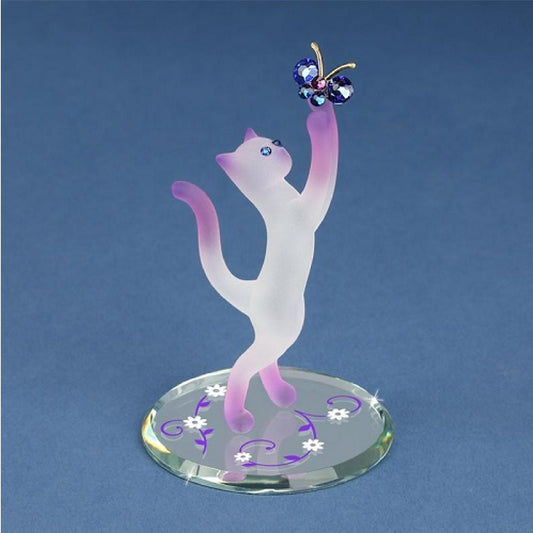 Glass Baron Princess Cat with Butterfly Figurine