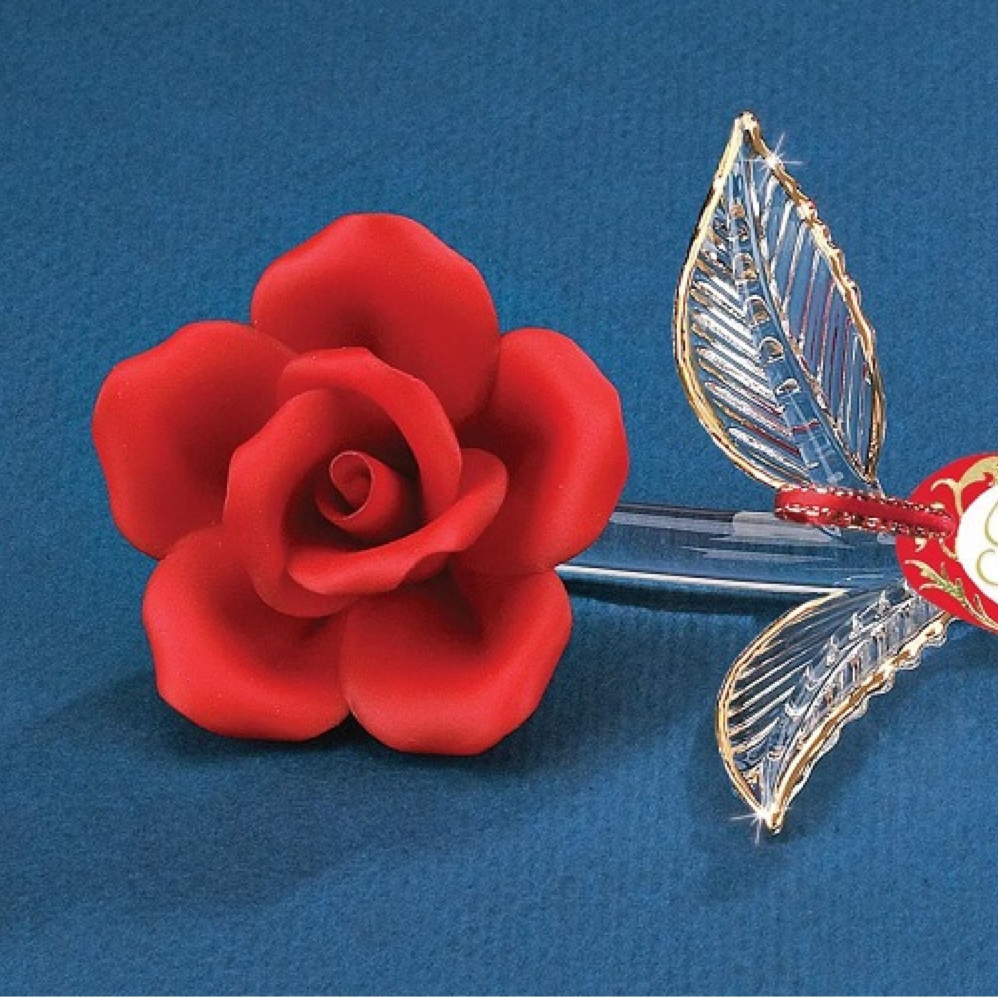 Glass Baron Red Rose Figurine