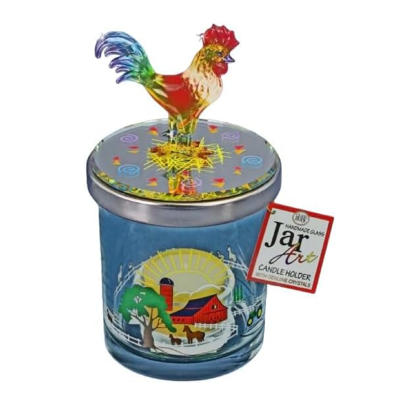 Glass Baron Rooster Candle Holder