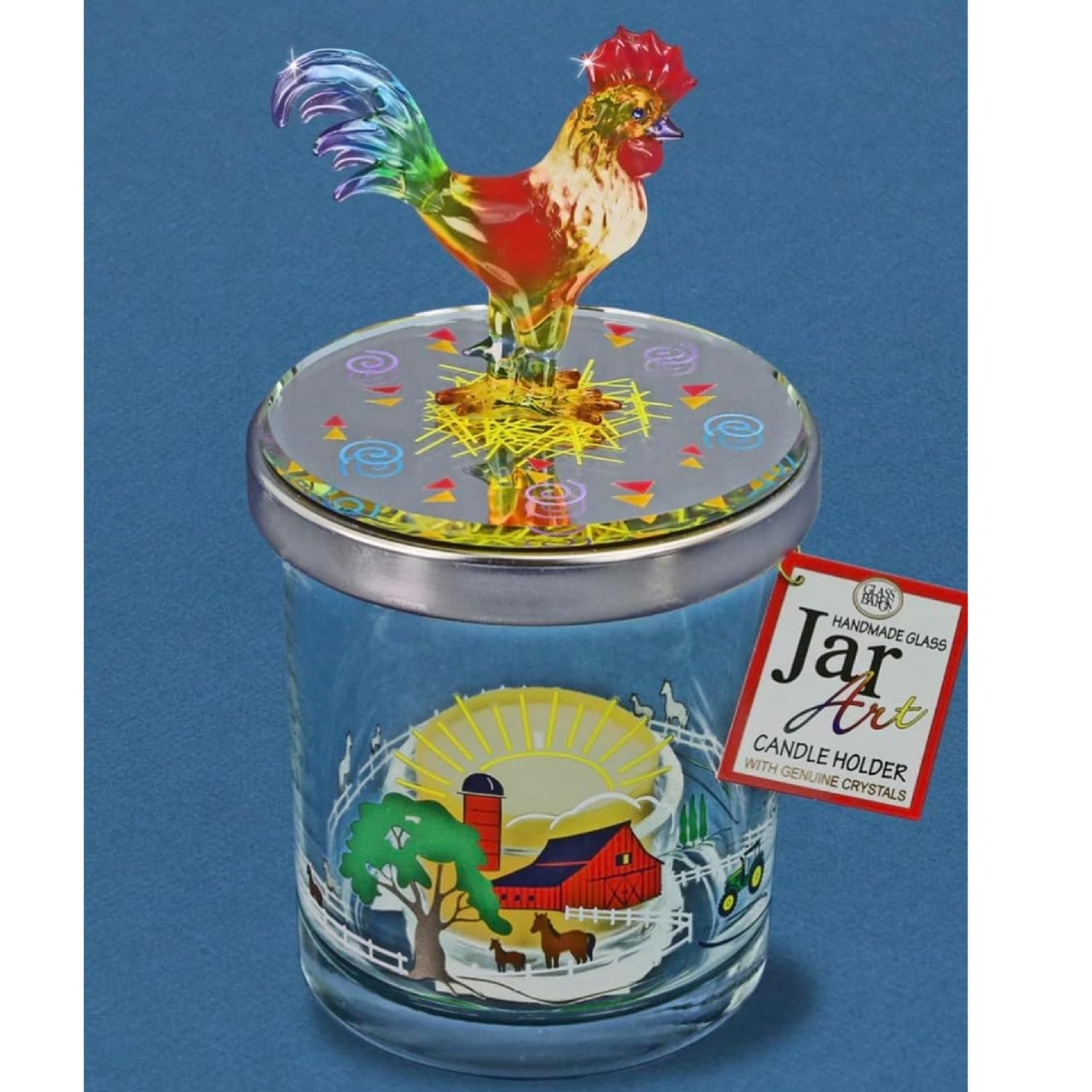 Glass Baron Rooster Candle Holder
