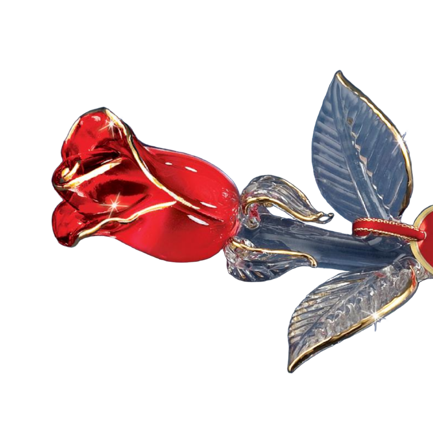 Glass Baron Rose Figurine - Red and Gold
