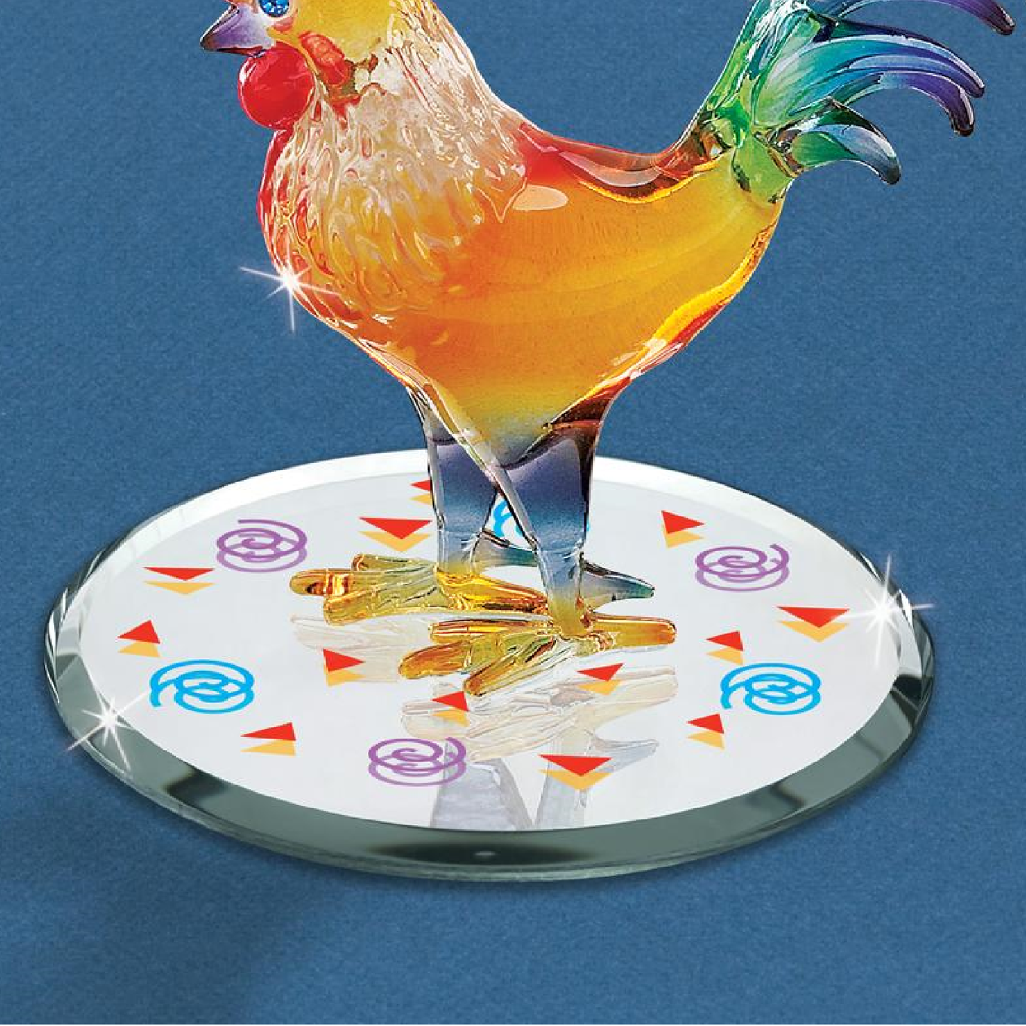 Glass Baron Sunrise Rooster Figurine