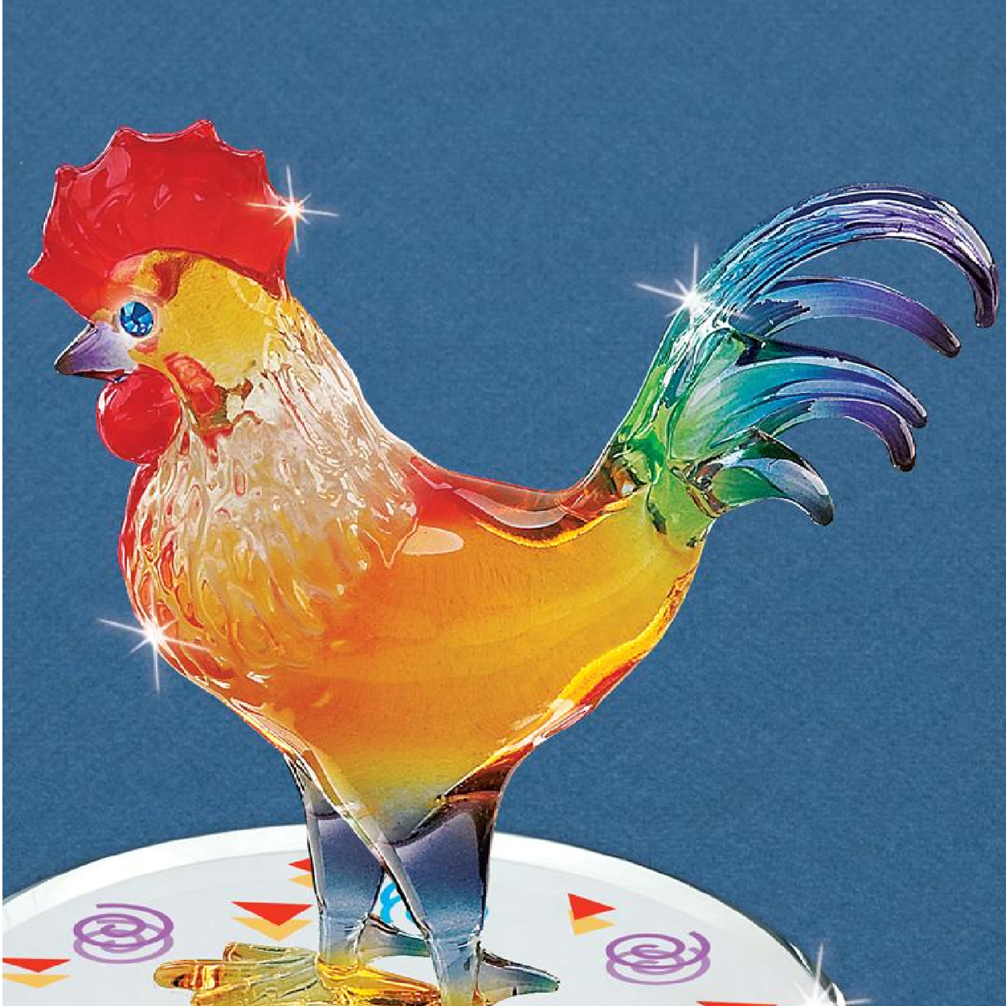 Glass Baron Sunrise Rooster Figurine