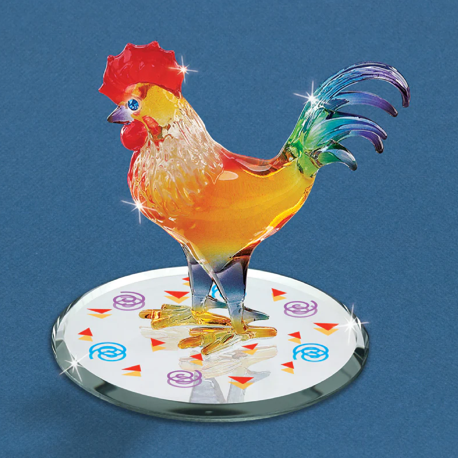 Glass Baron Sunrise Rooster Figurine