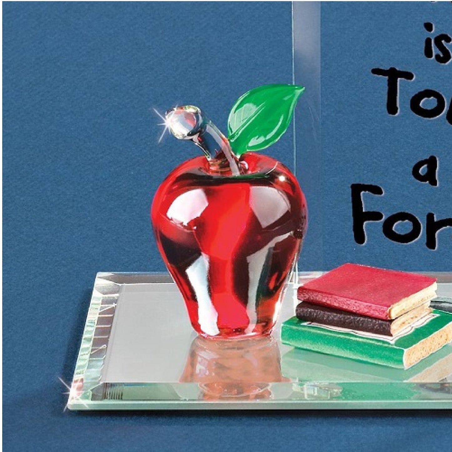 Glass Baron Teacher Apple with Books Figurine