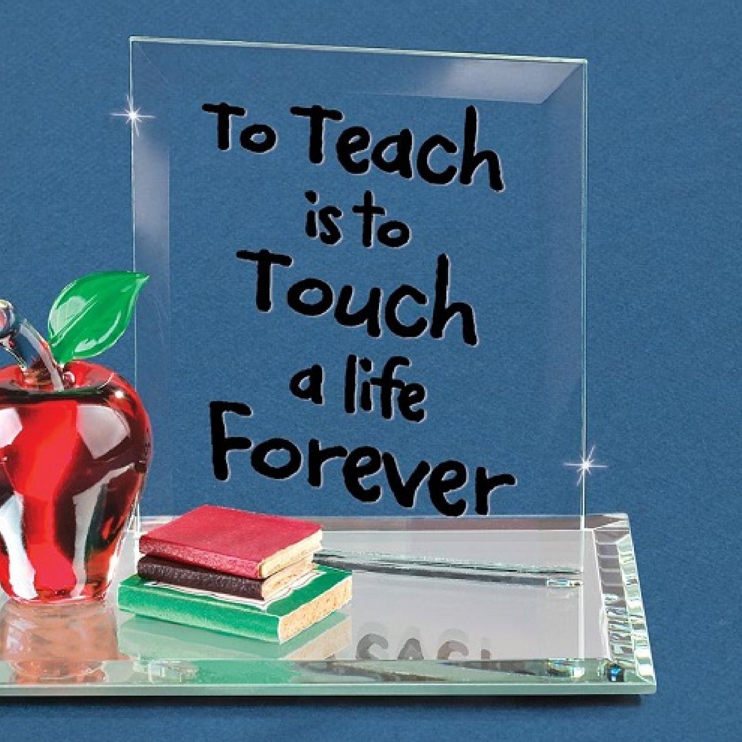 Glass Baron Teacher Apple with Books Figurine