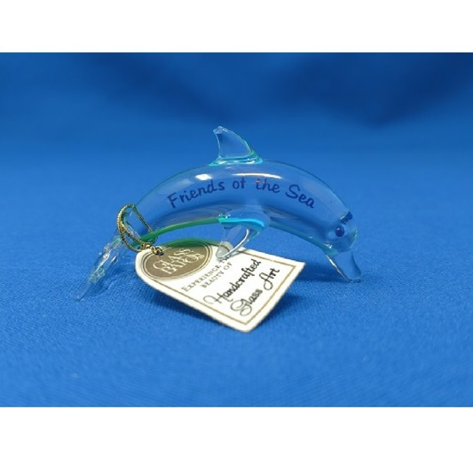 Glass Baron Tiny Dolphin "Friends of the Sea" Clear Glass Figurine