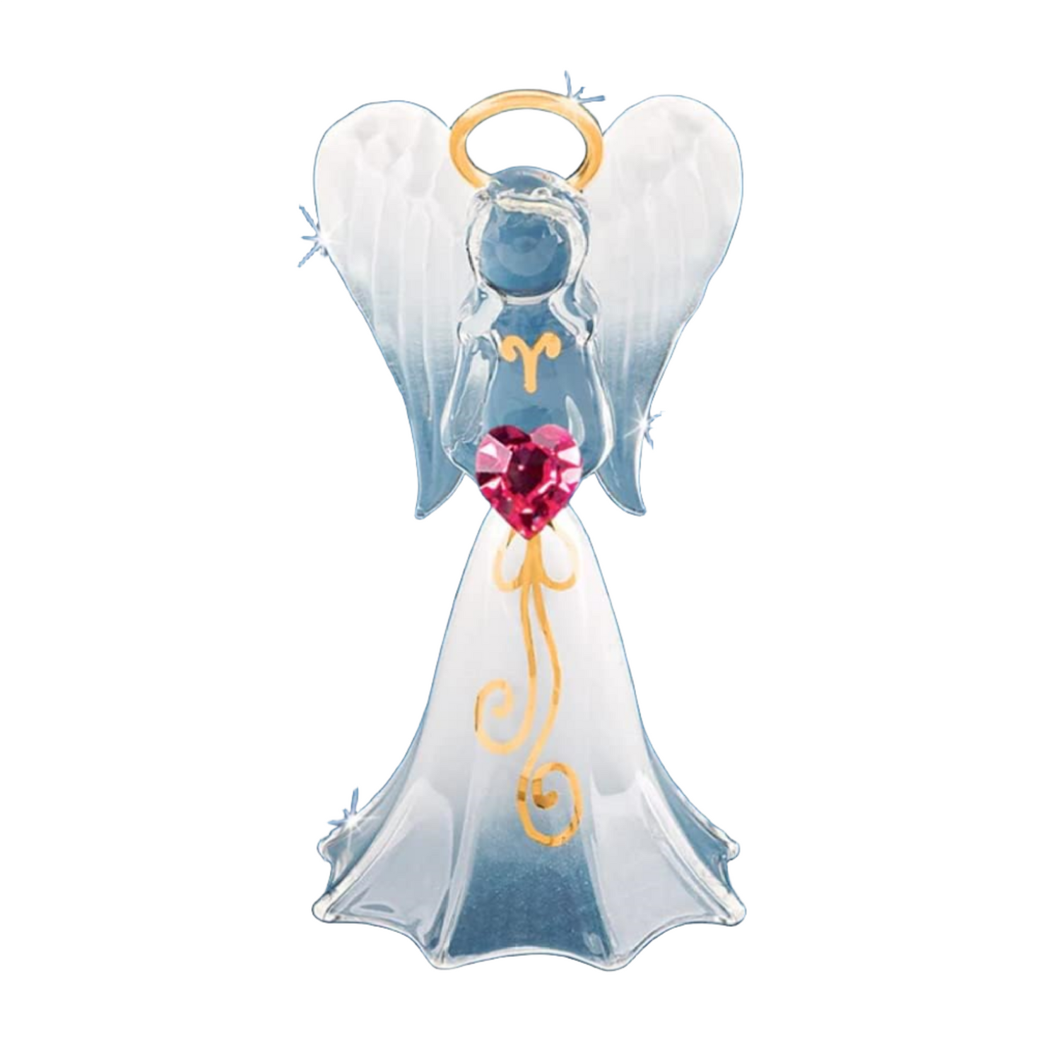 Glass Baron White Angel with Crystal Heart Figurine