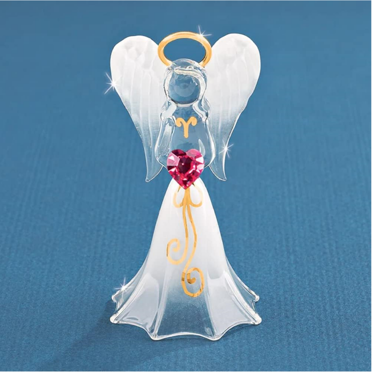 Glass Baron White Angel with Crystal Heart Figurine