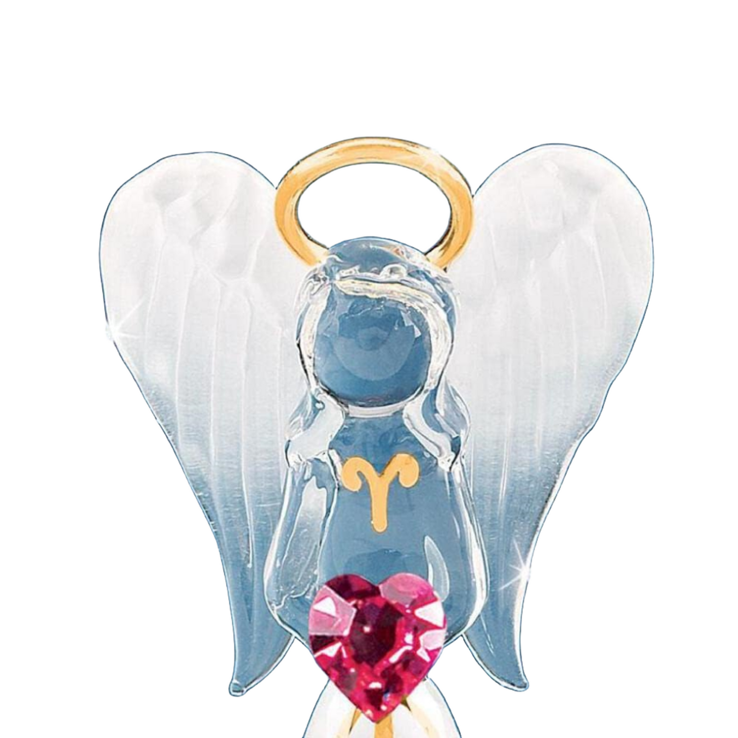 Glass Baron White Angel with Crystal Heart Figurine