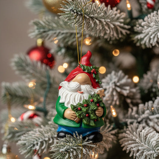 Gnome Holding a Christmas Tree Ornament by Roman