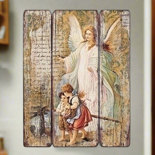 Guardian Angel Wood Wall Plaque