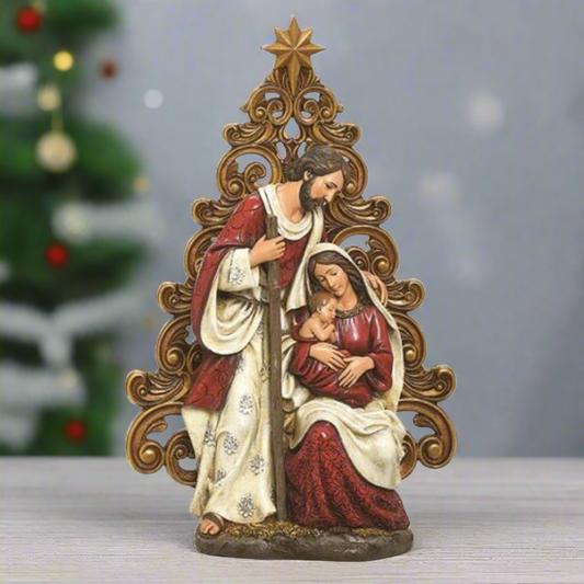 Holy Family with Gold Tree Statue By Roman