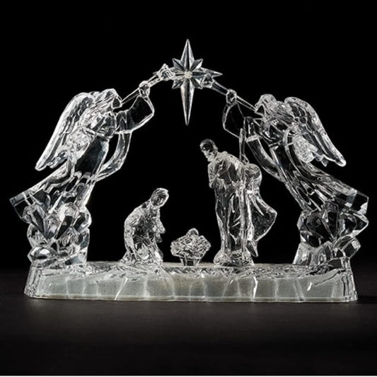 LED Lighted 11.75" Holy Family with Angels Christmas Tabletop Figurine