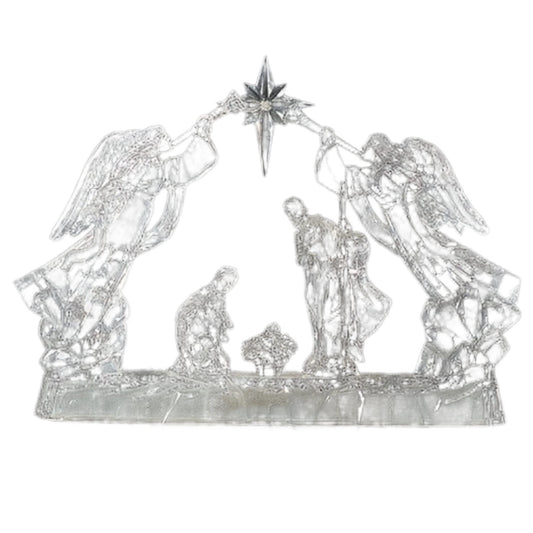 LED Lighted 11.75" Holy Family with Angels Christmas Tabletop Figurine