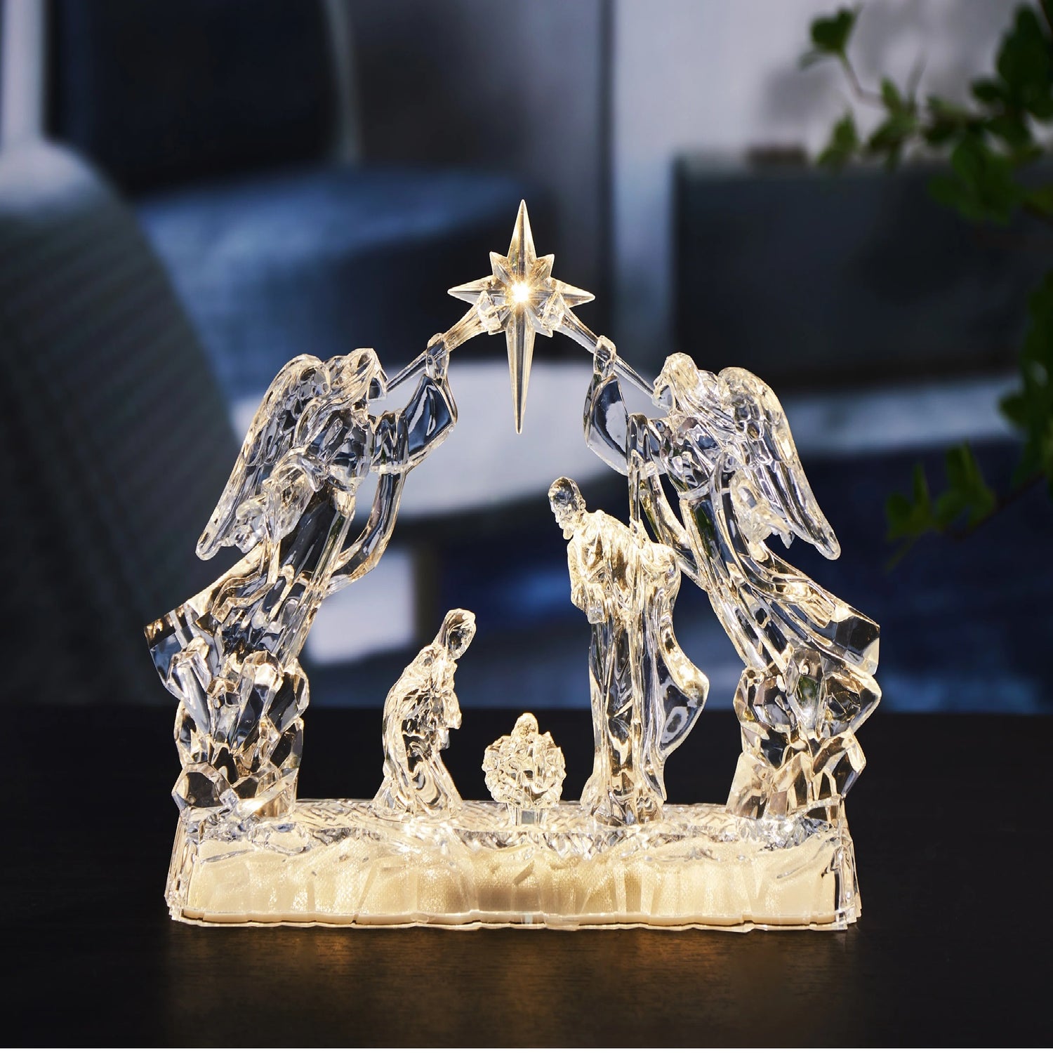 LED Lighted 11.75" Holy Family with Angels Christmas Tabletop Figurine