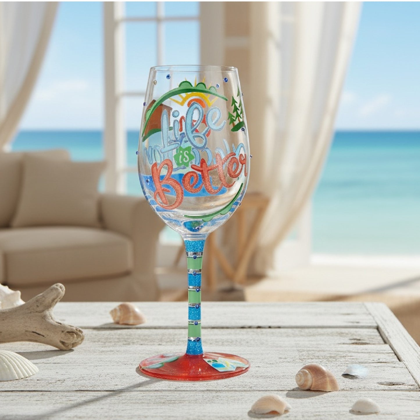 Life on Vacation Wine Glass
Lolita