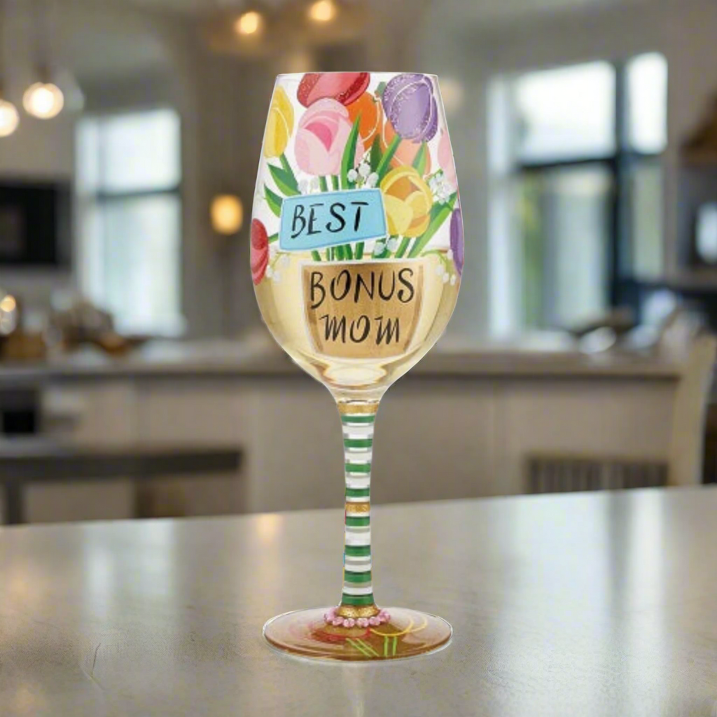 Lolita Wine "Best Bonus Mom Ever" Glass