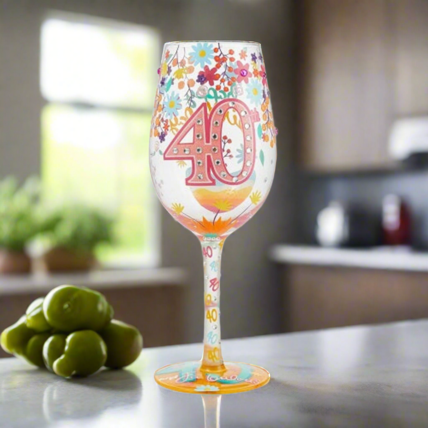 Lolita Wine "Happy 40th Birthday" Glass