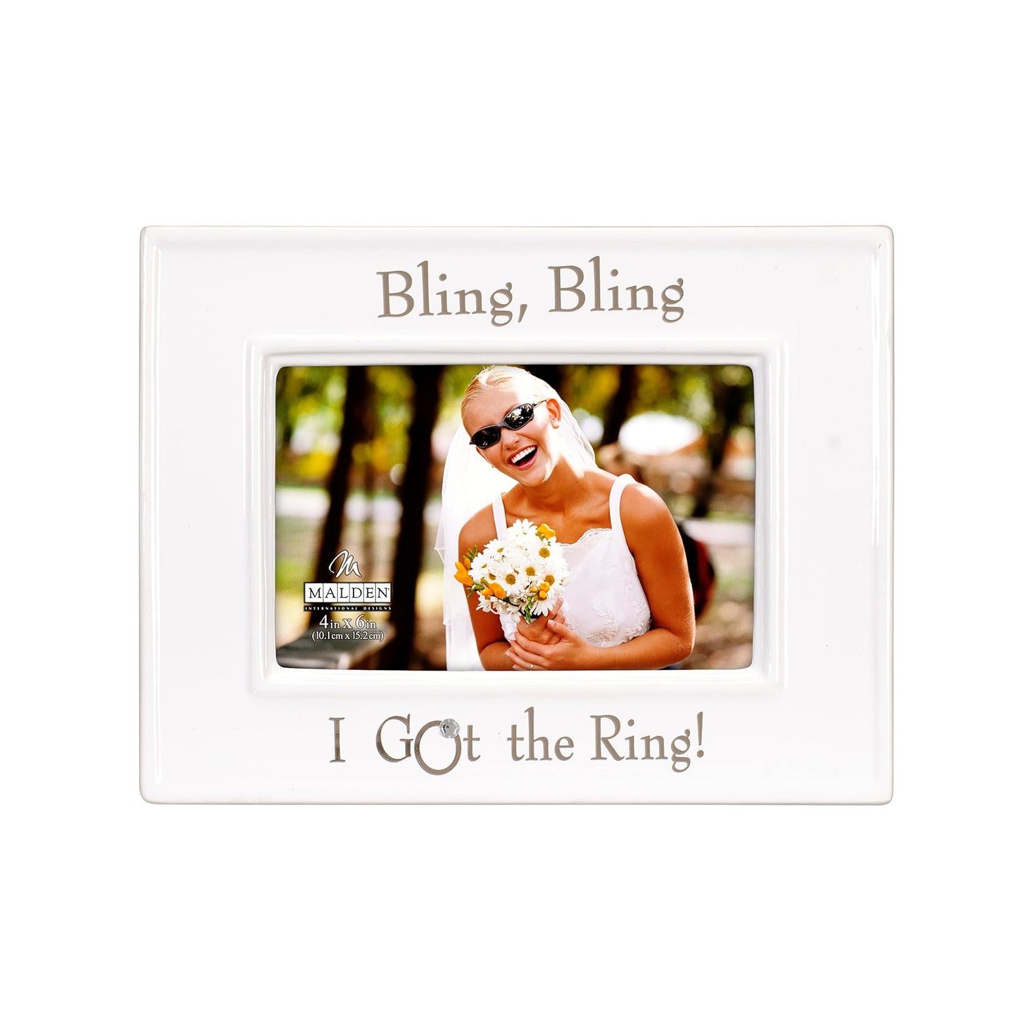 Malden Glazed Bling Bling I Got The Ring 4X6 Ceramic Photo Frame