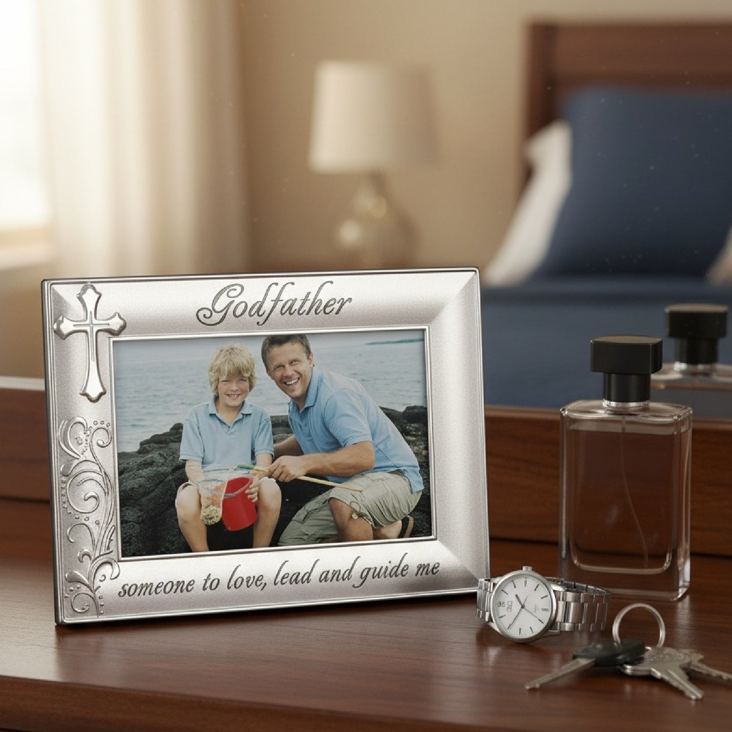 Malden Godfather with Cross Picture Frame Silver