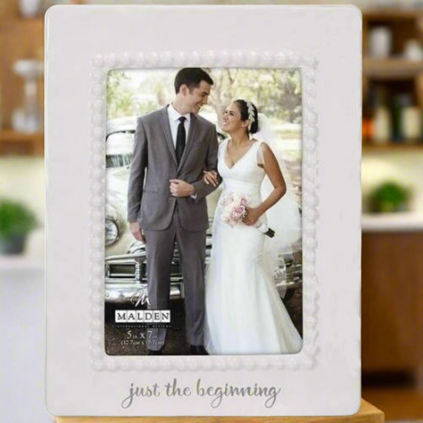 Malden "just the beginning" Ceramic Beaded Wedding Frame