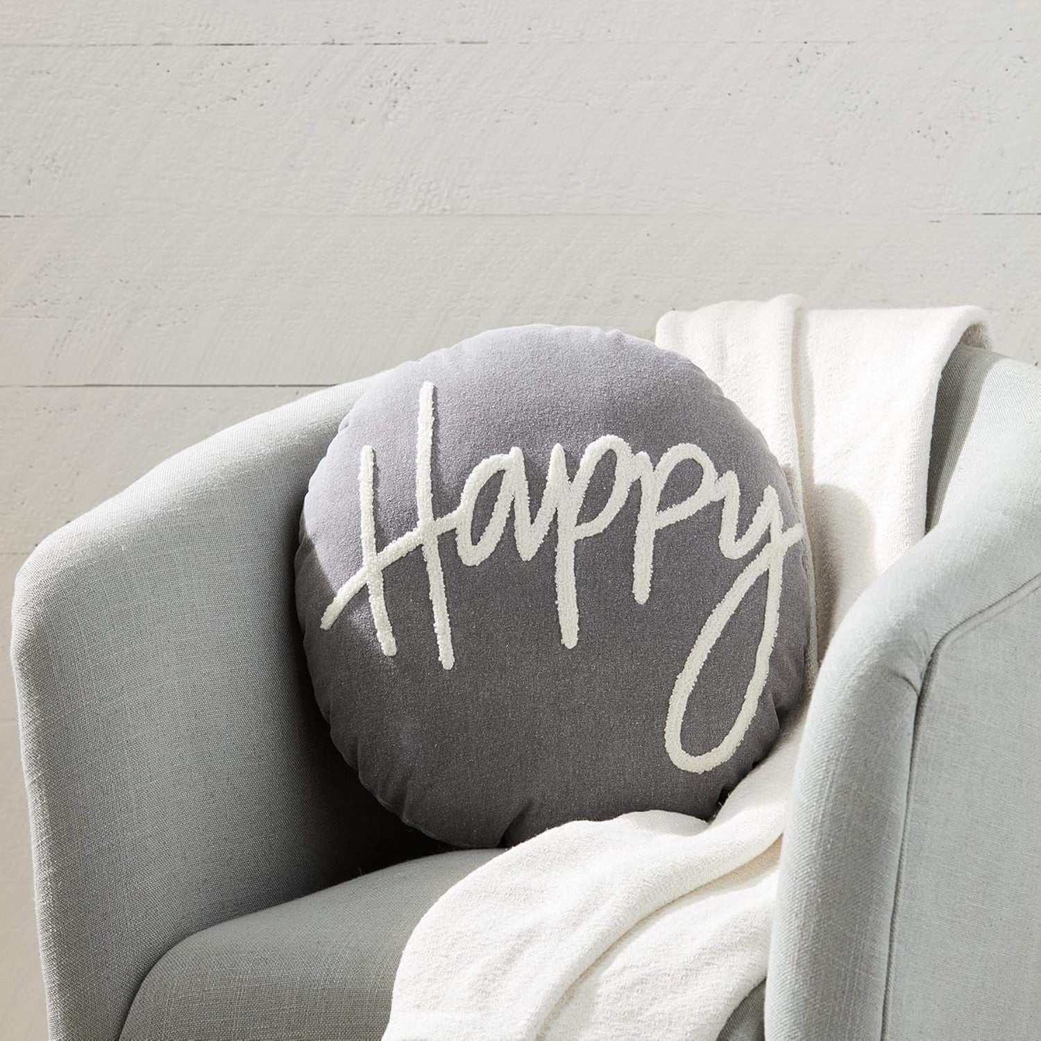 Mud Pie Happy Round Pillow