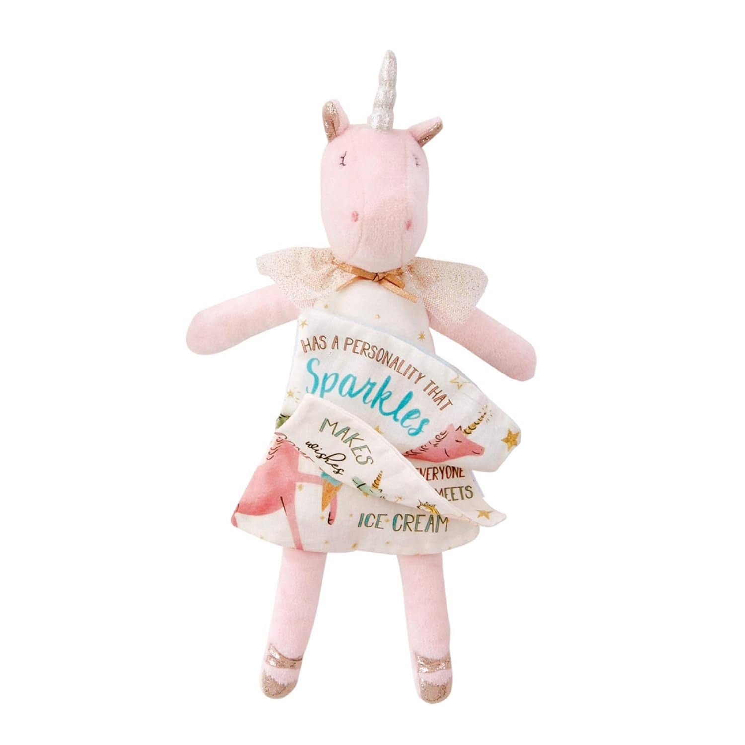Mud Pie Ivory Unicorn Doll Book, 13 1/2 Inch x 5 Inch