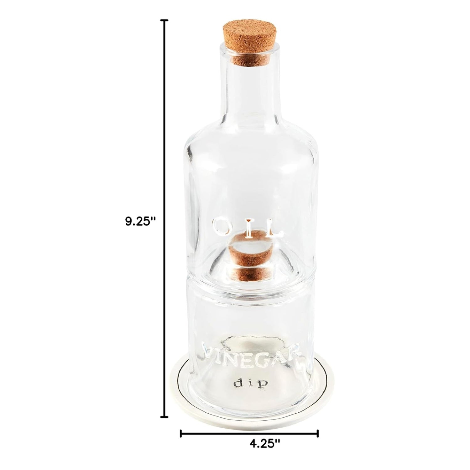 Mud Pie Stacked Oil and Vinegar Set, Glass, 9 1/2" x 4 1/4" dia