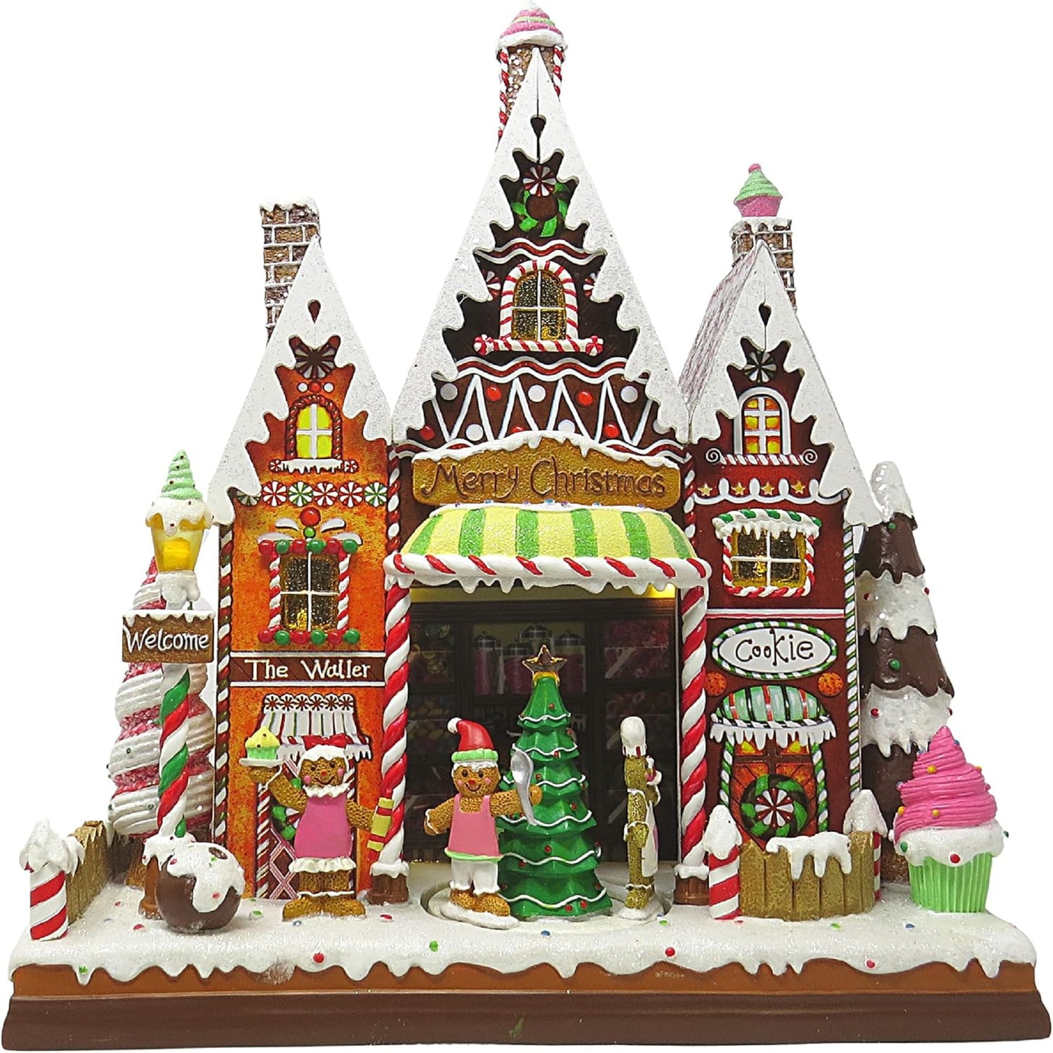 Musical LED Lighted Candy Store With Rotating Figures, 15.5"