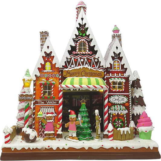 Musical LED Lighted Candy Store With Rotating Figures, 15.5"