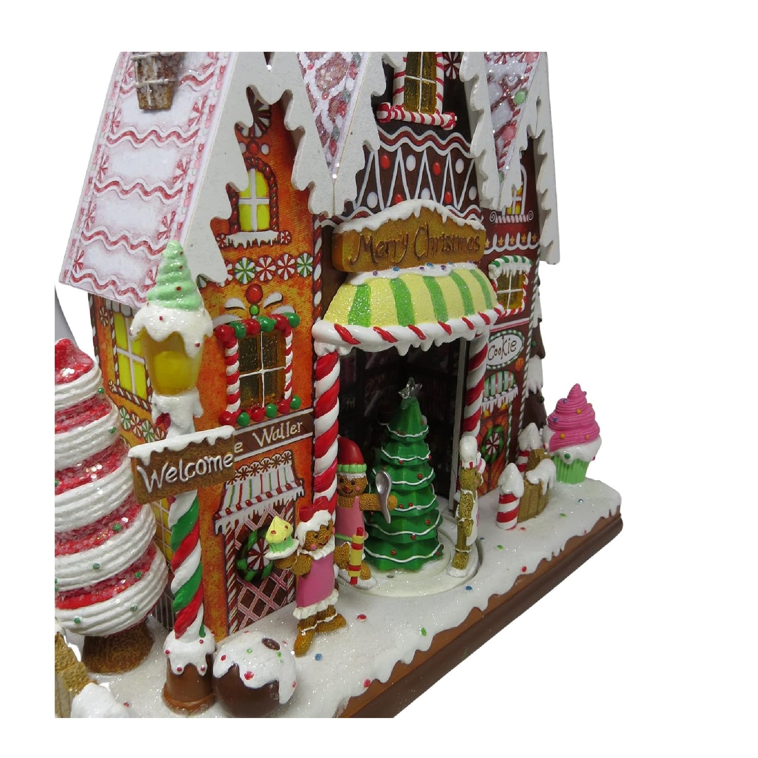 Musical LED Lighted Candy Store With Rotating Figures, 15.5"